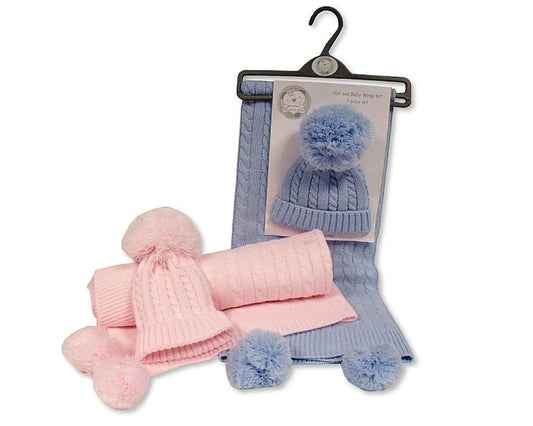 Baby Pompom Wrap and Hat Set